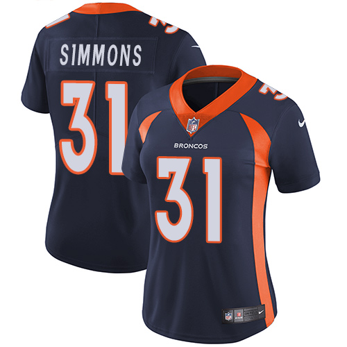 Nike Broncos #31 Justin Simmons Blue Alternate Women's Stitched NFL Vapor Untouchable Limited Jersey